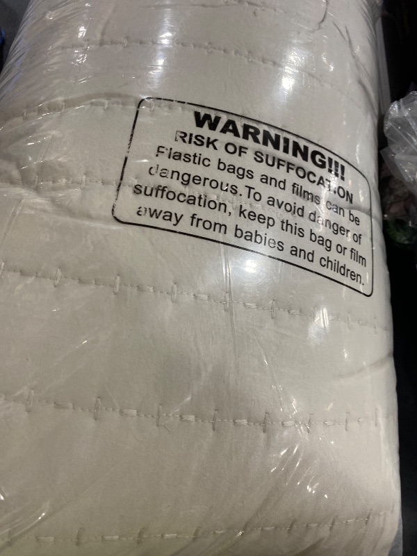 Photo 1 of ROARINGWILD Neutral Beige Oversized California Cal King Size Quilt Bedding Sets with 2 Pillow Shams, Lightweight Bedspread Coverlet, Quilted Blanket Thin Comforter Bed Cover, 3 Pieces, 118x106 inches