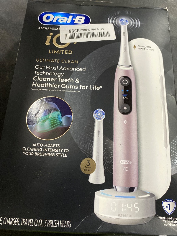 Photo 1 of Oral-B Rechargeable Electric Toothbrush, iO9 Limited Ultimate Clean, 7 Cleaning Modes, Interactive Display, iSense Charger, Charging Travel Case, Visible Pressure Sensor, 3 Brush Heads, Rose Quartz