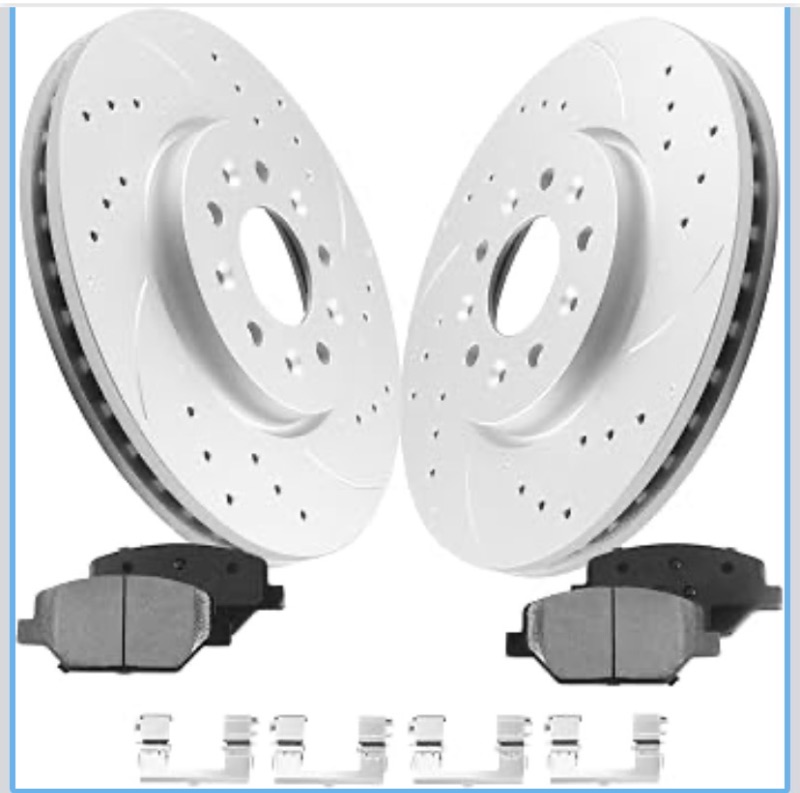 Photo 1 of Front [ 12.65in ] Brake Pads and Rotors Kit for Equinox [ 2018-2021 ], Geomet Coated Brake Kit, Drilled and Slotted Brake Rotors Pads, Automotive Replacement Brake Kits 55240 D1886