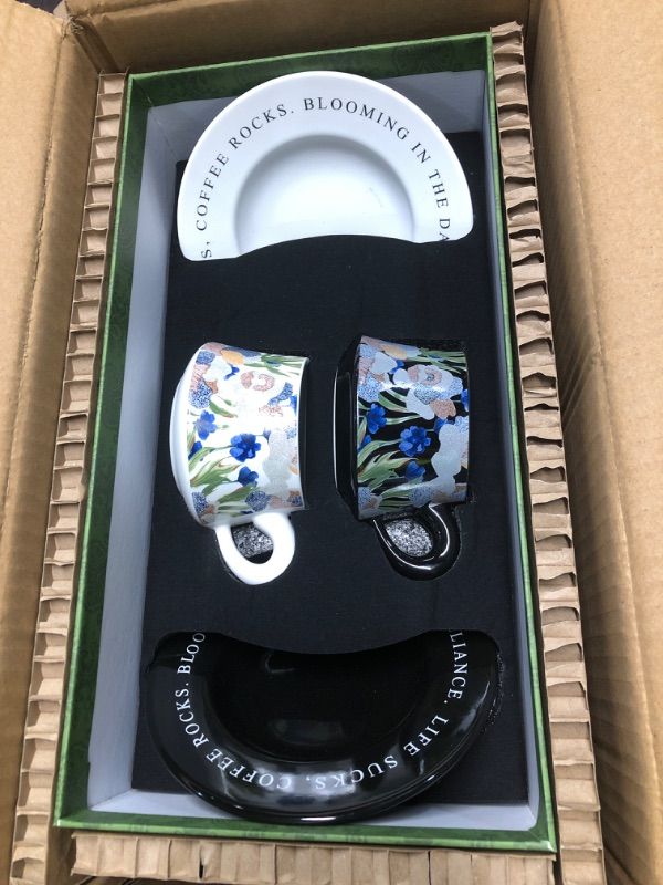 Photo 1 of ***STOCK PHOTO FOR REFERENCE ONLY***Creative and personalized coffee cup and saucer set, birthday, housewarming, wedding, home breakfast cup, 2 cups and 2 dishes (GREENbox)