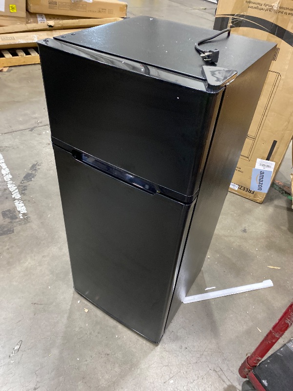 View 2 of **FRIDGE MAY NEED CO2** 4.5 Cu.Ft Mini Fridge with Freezer, 2 Door Compact Refrigerator, Small Fridge with Adjustable Thermostat Energy Ultra Quiet, Mini Fridge Removable Glass Shelves for Bedroom Office Dorm Black