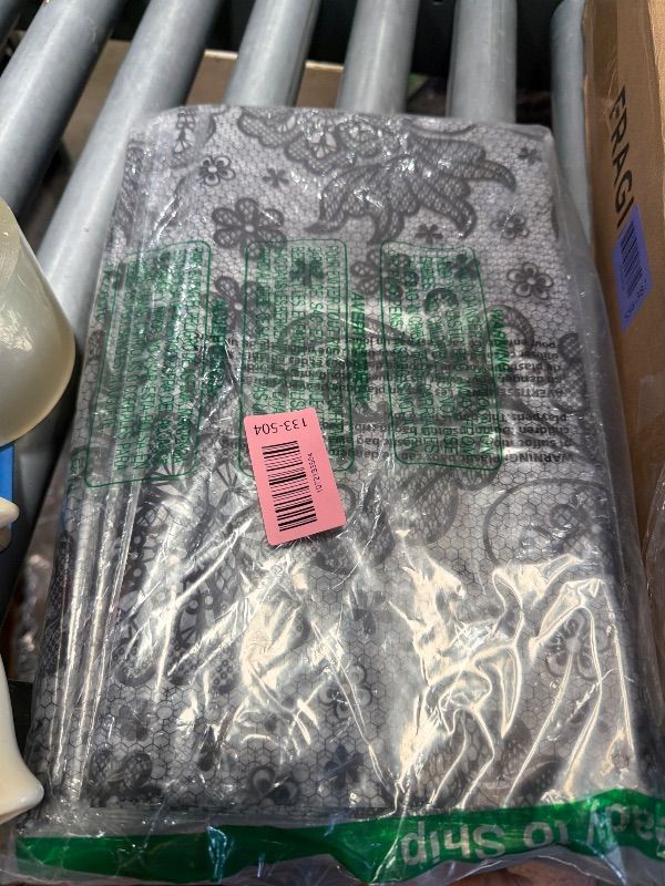 Photo 1 of ***STOCK PHOTO FOR REFERENCE ONLY***Partisout FLOWER SHADOWS Black Lace PLASTIC TableclothS Rectangular 60x120 Rectangle Scalloped for Lace Tablecloths 120 Wedding Table Cover Romantic Party Tablecloth Flower Oblong 3 PACK