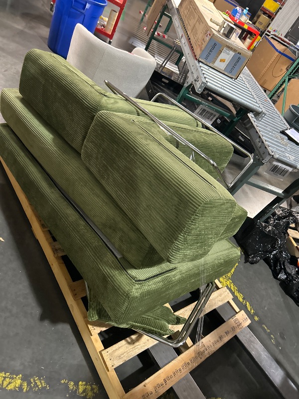 Photo 1 of ??71" Boneless Couch, Plush Corduroy 3 Setaser Cloud Sofa with 3 Pillows,Comfy Deep Seat Couch, Memory Foam, No Assembly Required, Floor Sofa for Living Room, Bedroom, Apartment (Green)