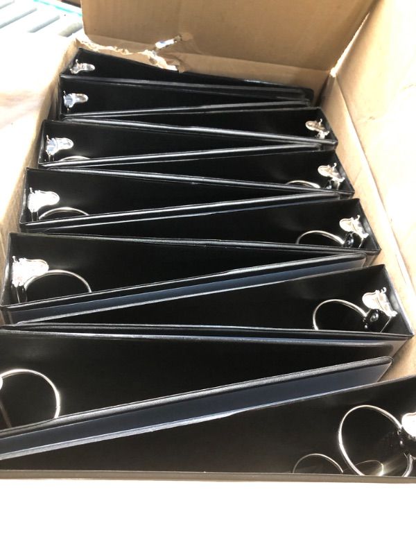Photo 1 of **MISSING ONE BINDER** Cardinal Economy 3-Ring Binders, 3", Round Rings, Holds 475 Sheets, ClearVue Presentation View, Non-Stick, Black, Carton of 12 (90640)