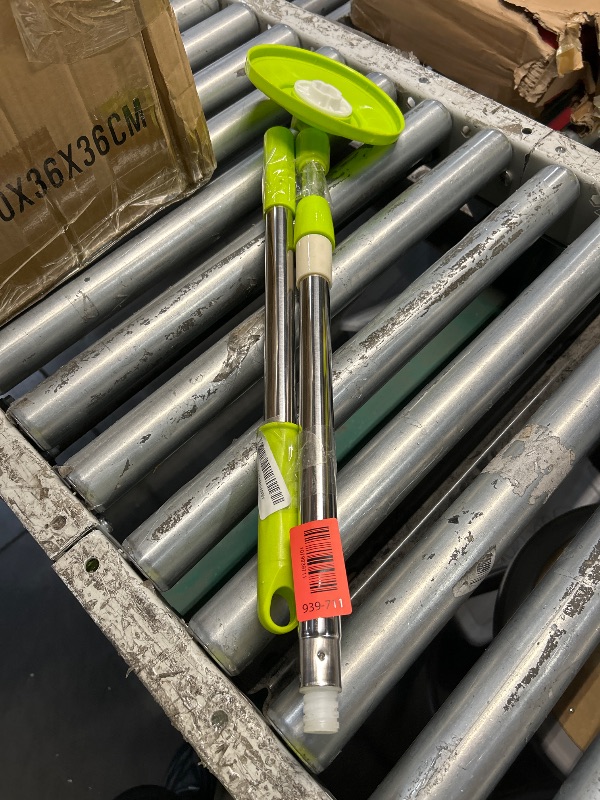 Photo 1 of ***MISSING PARTS***Spin Mop Replacement Handle, 47.6-inch 360 Degrees Rotating Telescopic Replacement Mop Stick with Robust Reinforced Plastic Disc for Spin Mop Bucket Cleaning System (Plastic Disc,Green)