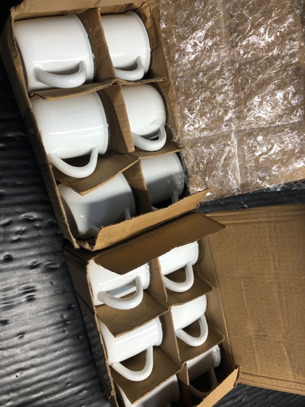 Photo 1 of ***MISSING HALF/ PARTIAL SET/ PRICE ADJUSTED**Uiifan 24 Pcs Ceramic White Coffee Mugs Bulk Vintage Espresso Mug Mini Tea Cups for Home Travel with Handle DIY Cups for Tea, Coffee, Juice, Hot Chocolate (2.36 oz)
