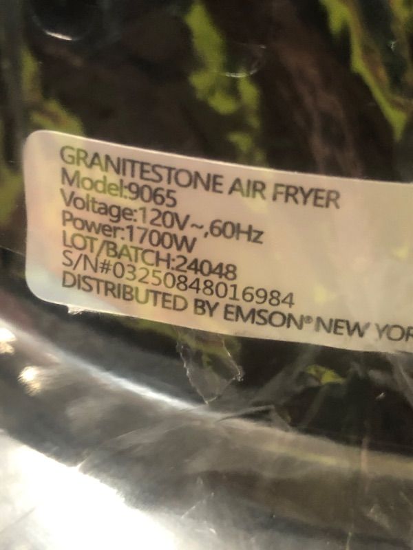 Photo 1 of **AIR CIRCULATION IS MESSED UP** Granitestone 16 Qt Large Glass Air Fryer Non Toxic, Black