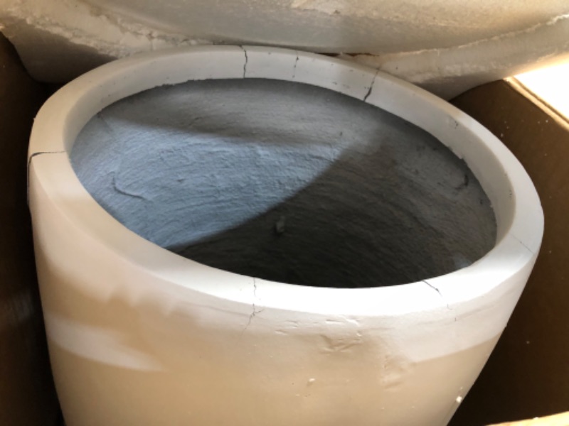 View 2 of ***DAMAGED - SEE NOTES/PICTURES*** Kante White Concrete Planter 21.7" Tall