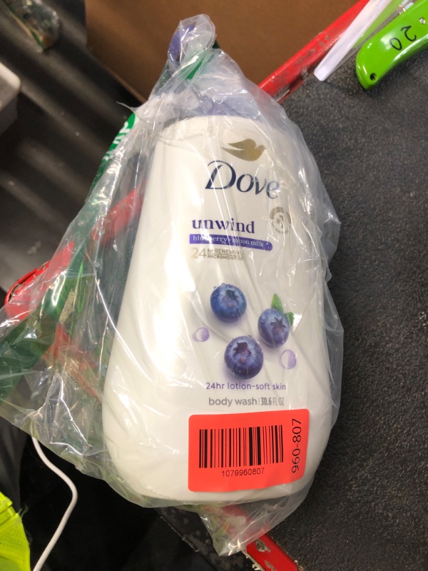 Photo 1 of ***DAMAGED - SEE NOTES/PICTURES*** Dove Body Wash Unwind Blueberry & Moon Milk For 24hr Lotion-Soft Skin Moisturizing Skin Cleanser with No Sulfates No Parabens 30.6 oz