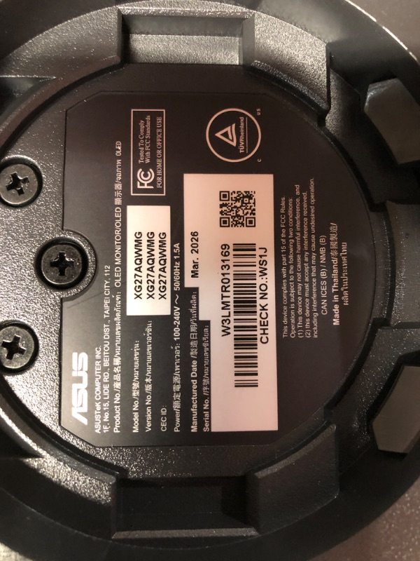 Photo 1 of (broken for parts sold only)ASUS Rog Strix 27" 1440P Gaming Monitor (XG27AQWMG), QHD, TrueBlack Glossy Tandem OLED, 280Hz, 0.03ms, Neo Proximity Sensor, DisplayHDR True Black 500, 99% DCI-P3, DisplayWidget, 3yr Warranty