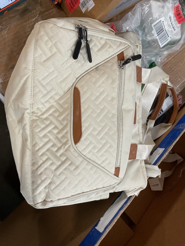 Photo 1 of ***STOCK IMAGE FOR REFERENCE***FHELAD Diaper Bag Tote, Crossbody Diaper Bag for Labor & Delivery, 14 Pockets 5 Insulated, Waterproof Lightweight Baby Bag with Changing Pad & Pacifier Case, Travel Mom Tote (CREAM AND BROWN)