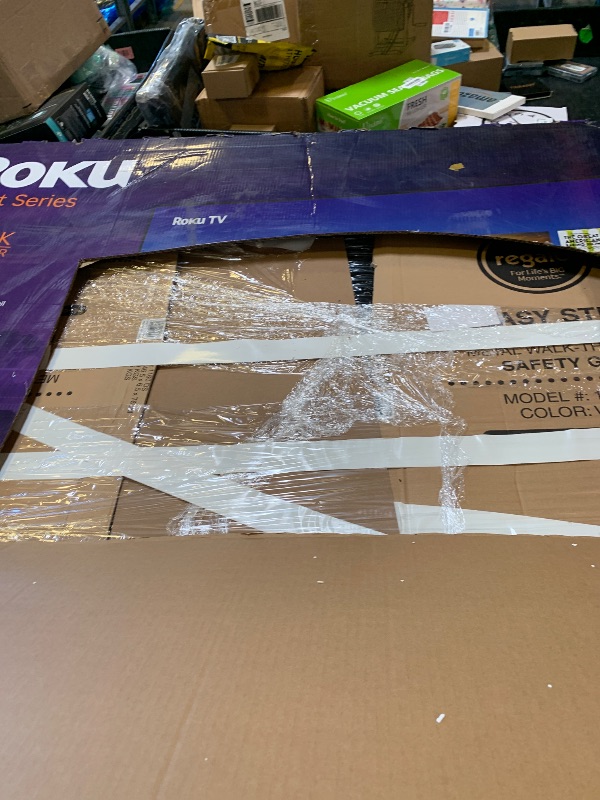 Photo 1 of **DAMAGED, SOLD FOR PARTS** Roku Smart TV 2026 – 65-Inch Select Series, 4K QLED TV – Roku TV with Voice Remote – Flat Screen QLED Television with Wi-Fi for Streaming Live Local News, Sports, & Movies – Bluetooth Headphone Mode