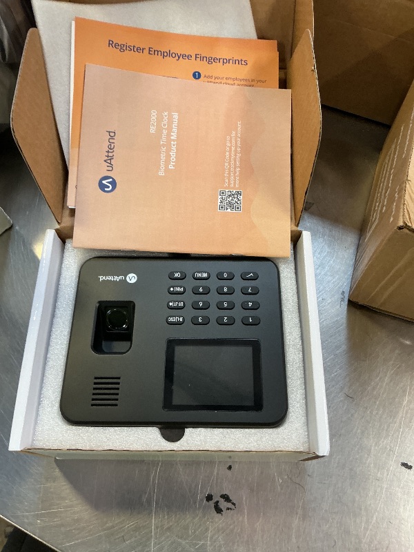 Photo 1 of uAttend RE2000 Biometric Time Clock for Employees – Fingerprint + PIN Punching, Wi?Fi Cloud Time & Attendance System with Offline Storage, Payroll-Ready – Small Business Time Tracking