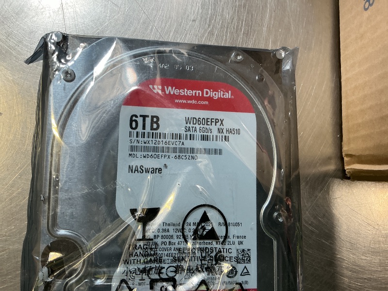 Photo 1 of Western Digital 6TB WD Red Plus NAS Internal Hard Drive HDD - 5400 RPM, SATA 6 Gb/s, CMR, 64 MB Cache, 3.5" - WD60EFRX