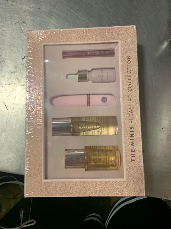 Photo 1 of HighOnLove the Minis Pleasure Collection - Bath Oil , Sensual Massage Oil, Lip Gloss, XO Mini Wand, Stimulating Sensual Oil