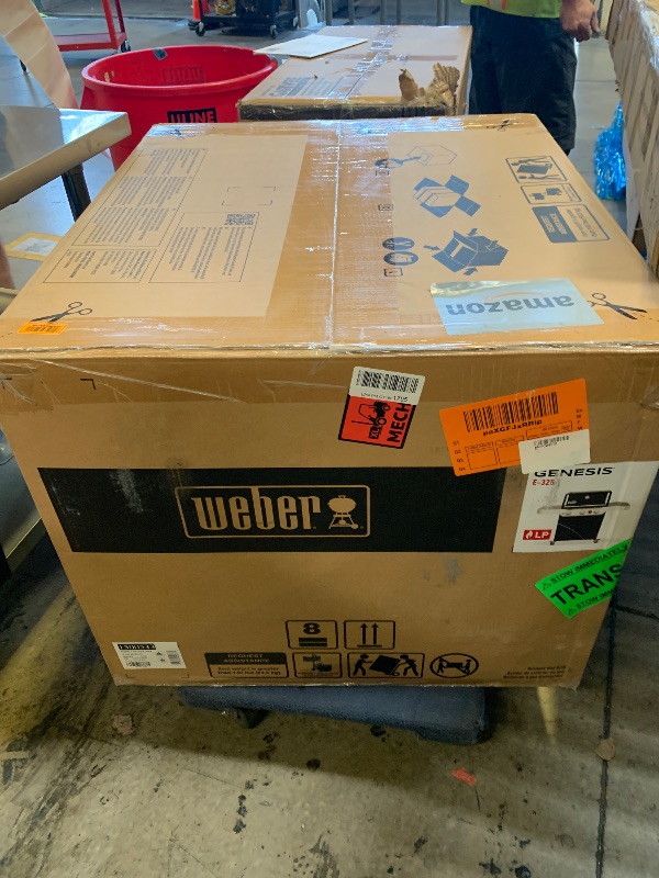 Photo 1 of Weber Genesis E-325 Liquid Propane Gas Grill for Outdoor Cooking, 3 Burners, Black – Porcelain-Enameled, Cast-Iron Grates, PureBlu Burners & Sear Zone