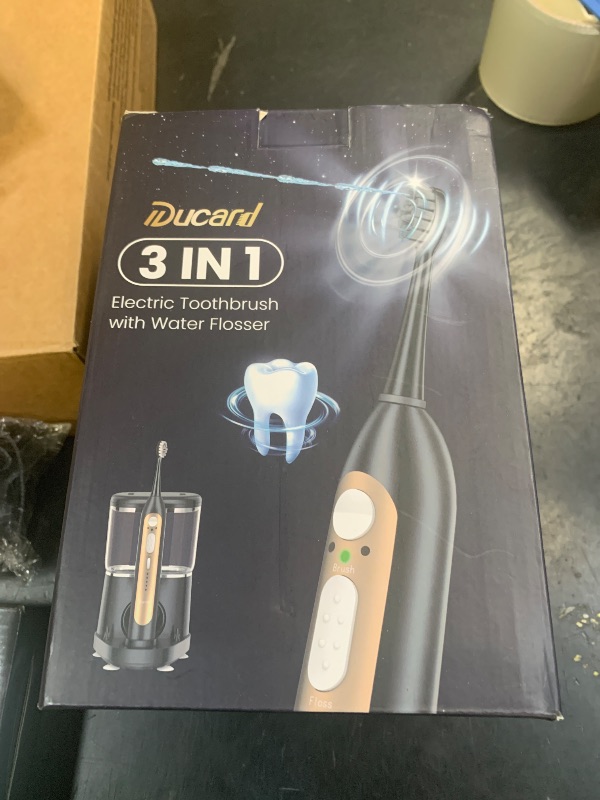 Photo 1 of 3-in-1 Electric Toothbrush with Water Flosser, Upgraded Flossing Toothbrush with 5 Speeds & 3 Modes, 30 Days/Charge for Teeth Cleaning and Plaque Removal, Sensitive Teeth & Dental Implants