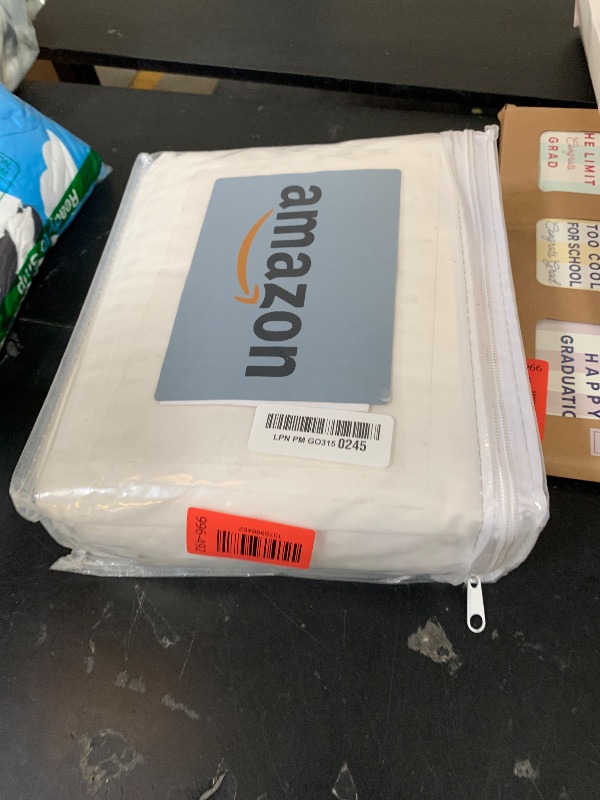 Photo 1 of Amazon Basics White Down Alternative Comforter and Duvet Insert with Corner Tabs, Machine Washable, Full/Queen, All-Season