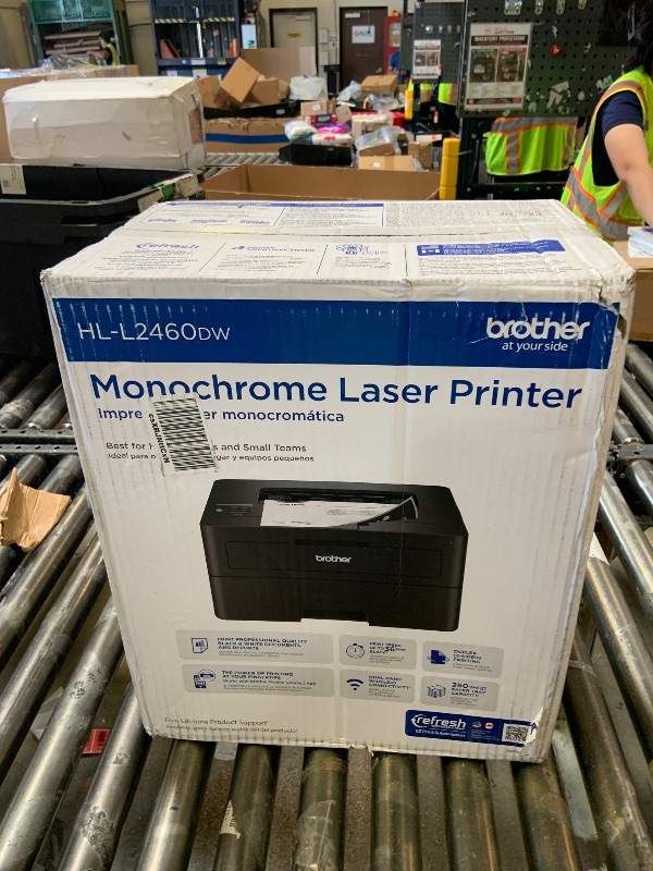 Photo 1 of Brother HL-L2460DW Wireless Compact Monochrome Laser Printer with Duplex, Mobile Printing, Black & White Output | Includes Refresh Subscription Trial(1), Works with Alexa