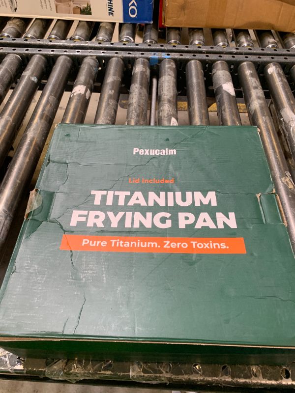 Photo 1 of Pexucalm Titanium Frying Pan with Lid, 12" Uncoated Hammered Skillet for Cooking, PFAS/PFOA/PTFE Free Nonstick Cookware, Scratch Resistant, for Induction & Gas, Oven, Dishwasher Safe