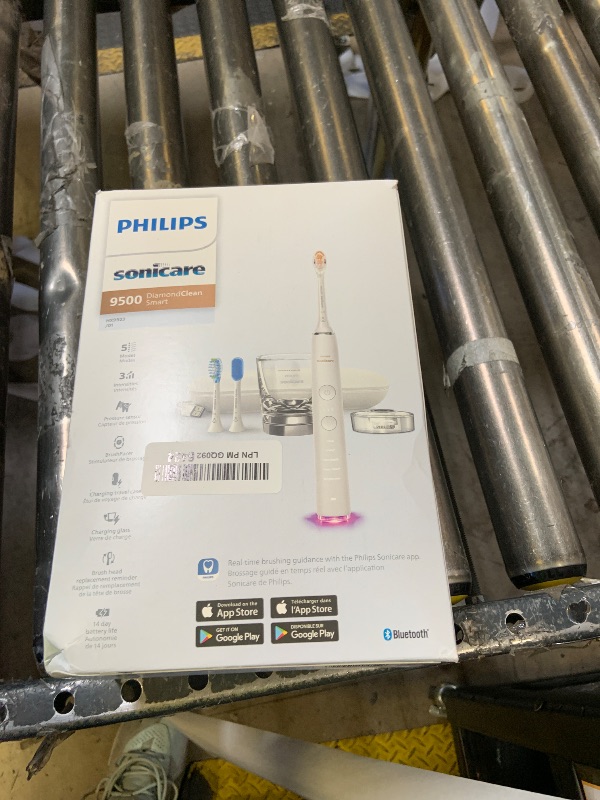 Photo 1 of Philips Sonicare DiamondClean Smart 9500 Electric Toothbrush - Sonic Toothbrush with App, Pressure Sensor, 15 Brushing Settings, Replacement Reminder, USB Charging Travel Case, White, Model HX9923/01