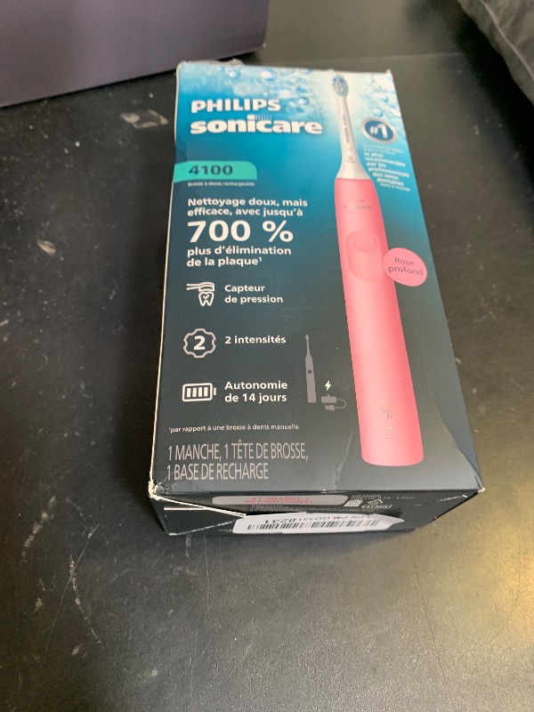 Photo 1 of Philips Sonicare 4100 Series Electric Toothbrush - Sonic Toothbrush with Advanced Sonic Technology, Pressure Sensor, Two Intensity Settings, Smartimer & Quadpacer, Deep Pink, Model HX3681/26