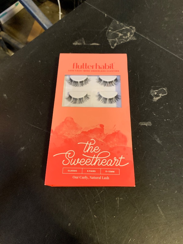 Photo 1 of FlutterHabit The Sweetheart prepTECH Classic 6 Pair Underlash Extensions, 11–13mm Natural Curl Lash Clusters, Reusable Under Lash Eyelashes Home Application, Medium Volume Doll Eye, Adhesive Required