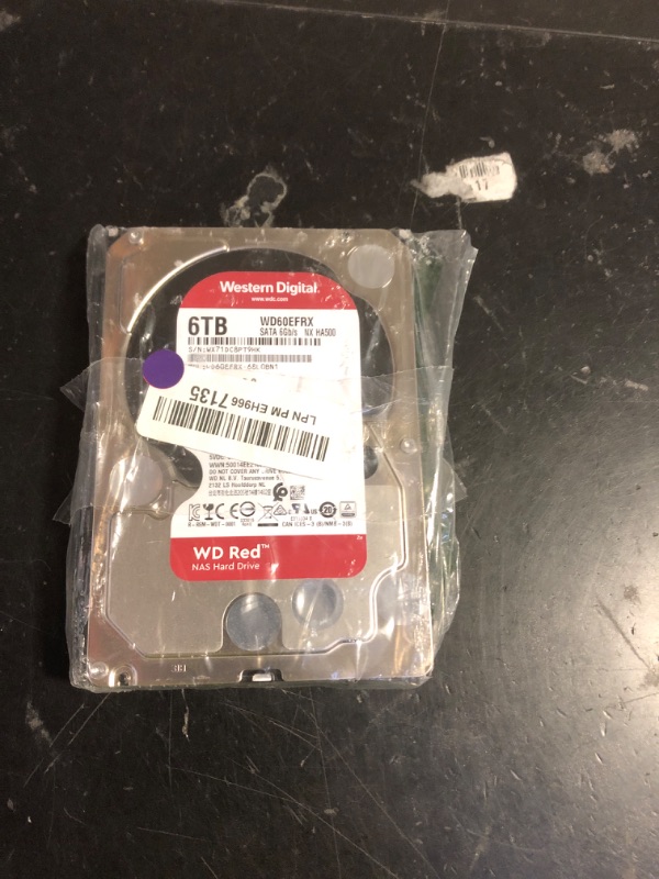 Photo 1 of Western Digital 6TB WD Red Plus NAS Internal Hard Drive HDD - 5400 RPM, SATA 6 Gb/s, CMR, 256 MB Cache, 3.5" -WD60EFPX