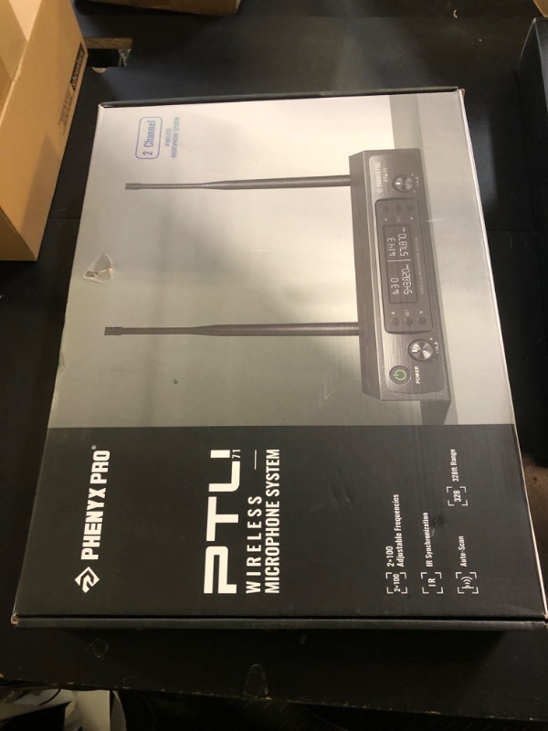 Photo 1 of Phenyx Pro Wireless Microphone System, Dual Wireless Mics,w/ 2 Handhelds, Auto Scan,2x100 UHF Frequencies,328ft Range,Dynamic Microphone for Singing, Karaoke, Church(PTU-71-2H)