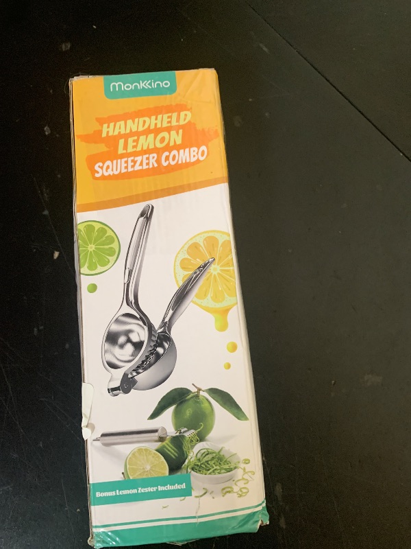 Photo 1 of MONKKINO Lemon Squeezer, Fast Effortless Juice Extraction with Large Metal Citrus Juicer, Maximum Yield Heavy Duty Hand Lime Squeezer, Manual Lemon Juicer Press, Easy to Use w/Stainless Steel Zester