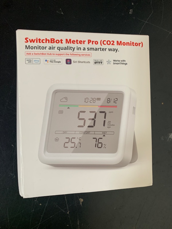 Photo 1 of SwitchBot CO2 Detector, Air Quality Monitor Indoor, CO2 Monitor for CO2/TEMP/Humidity, Portable Carbon Dioxide Detector for Home/Car/Office/Greenhouse