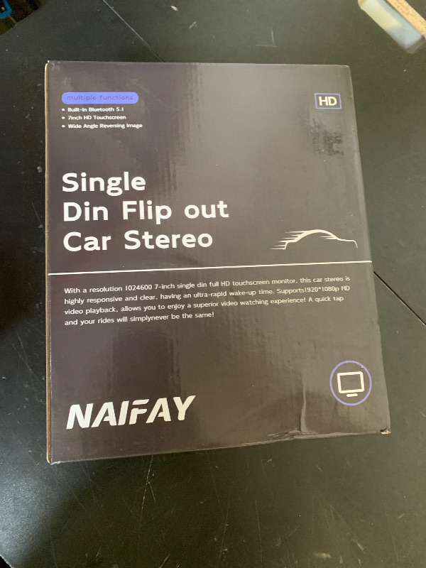 Photo 1 of Naifay Single Din Car Stereo Compatible with Apple Carplay & Android Auto, 7inch Flip Out Touchscreen Car Radio with Bluetooth Foldable Car Audio Receivers, Mirror Link/Camera/FM/USB/AUX/TF/Subwoofer