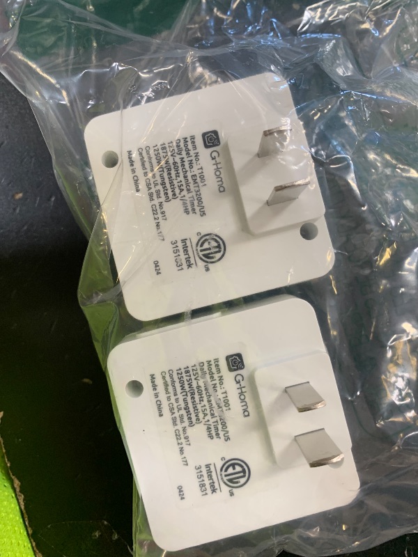 Photo 1 of G-Homa Timers for Electrical Outlets,24 Hour Indoor Plug-in Mechanical Timer,30 Minute Intervals, Daily On/Off Cycle,1 Polarized Outlet, for Grow Light,Christmas Lights, Lamps (ETL Listed) 2 Pack
