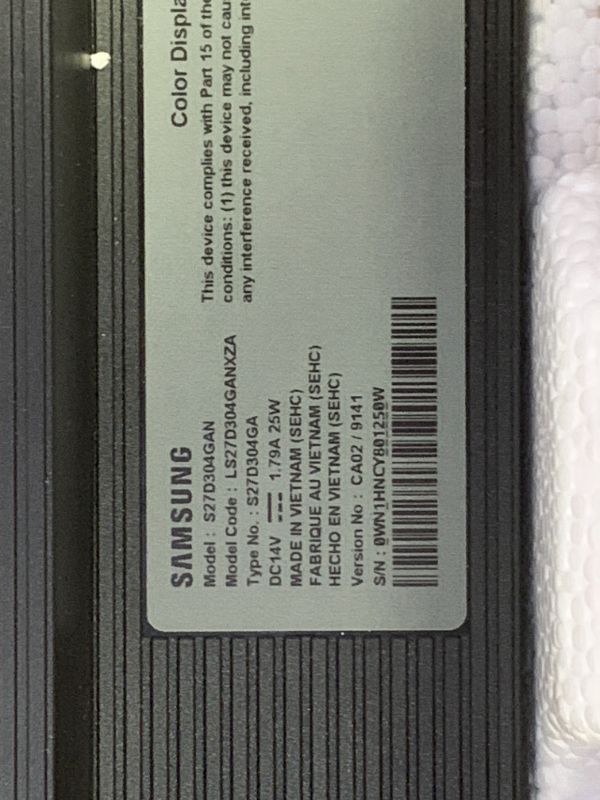 Photo 1 of **SCREEN DAMAGED, SOLD FOR PARTS** Samsung 27" (S30GD) Essential Monitor with IPS Panel and Tilt Only Stand, 100Hz Refresh Rate, Ergonomic Design, Advanced Eye Care, Game Mode, LS27D304GANXZA
