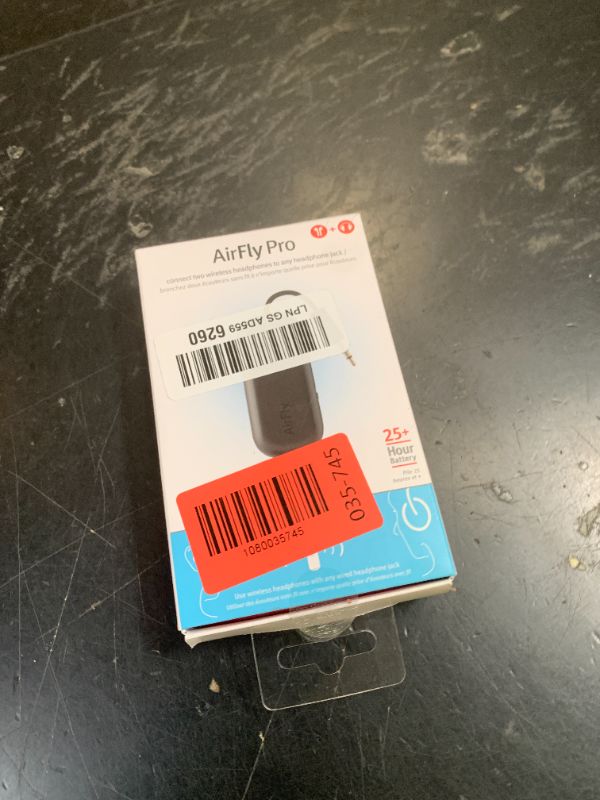 Photo 1 of Twelve South AirFly Pro Bluetooth Wireless Audio Transmitter/Receiver for up to 2 AirPods/Wireless Headphones; Use with Any 3.5 mm Audio Jack, Black