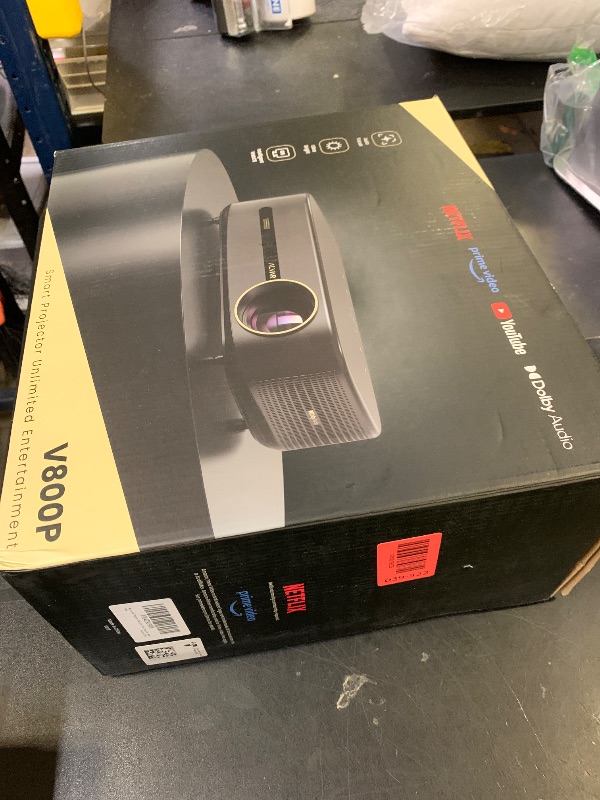 Photo 1 of Alvar Smart Projector 2026 Upgrade, 2000 ANSI, 4K Supported, NetfIix Certified, DoIby Audio & 50W Speakers, Auto Focus & Keystone, WiFi 6, Bluetooth 5.3, Home Theater & Outdoor Movie Projector, Black
