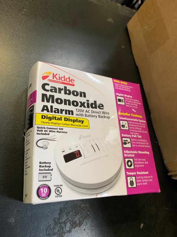 Photo 1 of Kidde Hardwired Carbon Monoxide Detector with 9-Volt Battery Backup, Digital LED Display 5.75 diameter x 1.8 depth