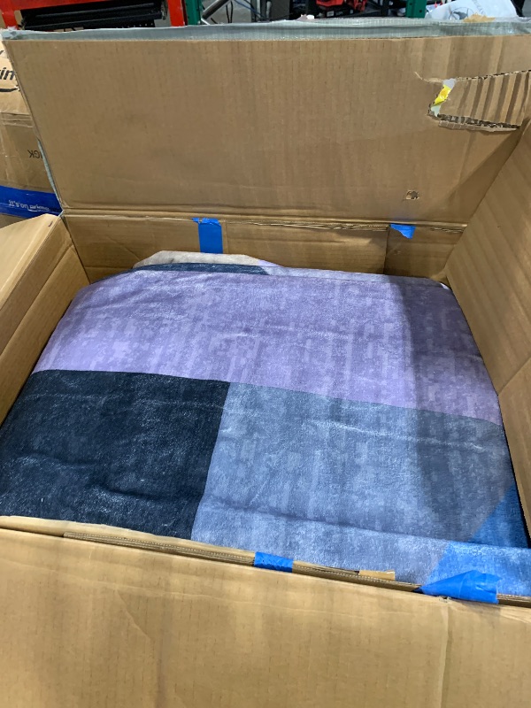 Photo 1 of ***VIEW PHOTO *** TWINNIS Indoor Modern Area Rug, 9x12 Geometric Patchwork Style Washable Large Rugs for Living Room Bedroom Hardwood Floors, Non Shedding Non Anti Backing Soft Carpet Home Floor Decor, Blue