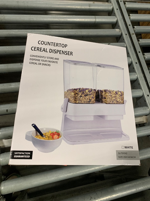 Photo 1 of ****MISSING LID*****Adorabby Cereal Dispenser Countertop 2 Pack, 3L Large Cereal Containers Storage Airtight for Kitchen Pantry, Dual Control Plastic Dry Food Dispenser for Cereal, Rice, Grains, Candy, Coffee Beans