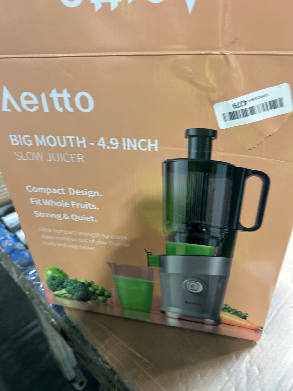 Photo 1 of [Doesn't Unlock] Cold Press Juicer?Aeitto 4.9" Large Feed Chute Juicer Machines for Whole Fruits & Vegetables,High Juice Yield,Professional Masticating juicer Easy to Clean,Grey