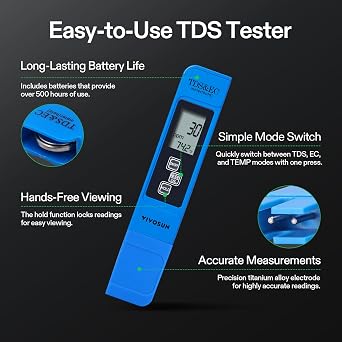 Photo 1 of ** ONLY ONE** VIVOSUN Digital pH and TDS Meter Kits, 0.01pH High Accuracy Pen Type pH Meter ± 2% Readout Accuracy 3-in-1 TDS EC Temperature Meter for Hydroponics, Pool and Aquarium, Yellow Blue, UL Certified