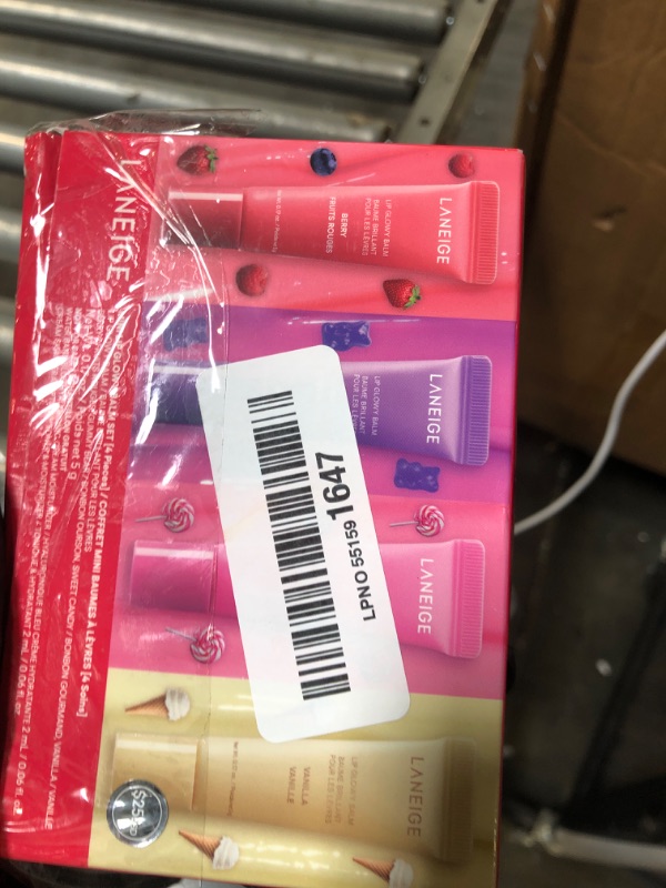 Photo 1 of ** ONLY 4** LANEIGE Mini Lip Glowy Balm Set: Travel-Sized Sheer Tinted Lip Balms with Shea & Murumur Butter for Hydrated & Glossy Lips