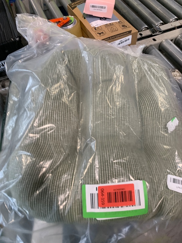 Photo 1 of ** ONLY TWO** Klear Vu Gripper Overstuffed Universal Non-Slip Dining Chair Cushions for Kitchen Decor or Office Use, U-Shaped Skid-Proof Seat Pad, 15x15 Inches, Slub Celadon Green