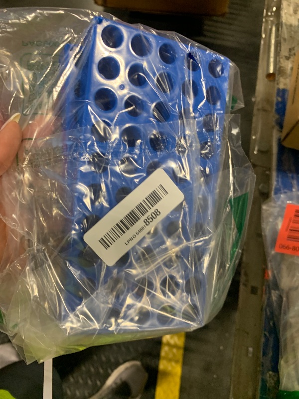 Photo 1 of (2 Packs) Vial Rack, 2ml HPLC Sample Bottles Rack Single Blue Holds 50 Standard 12 mm 2 mL vials, Stackable Tube Rack