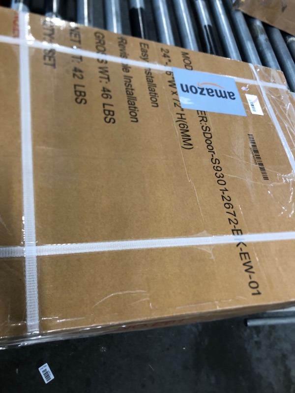 Photo 1 of ***FACTORY SEALED*** EASYWORC Frameless Pivot Shower Door 24"-26" W x 72" H with Nano Explosion-Proof Film Tempered Glass 1/4"(6mm) Reversible Installtion Swing Shower Glass Doors, Matte Black Finish