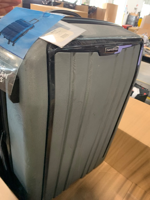 Photo 1 of **SCRATCHED** Samsonite Omni PC Hardside Expandable Luggage with Spinner Wheels, Checked-Large 28-Inch, Charcoal