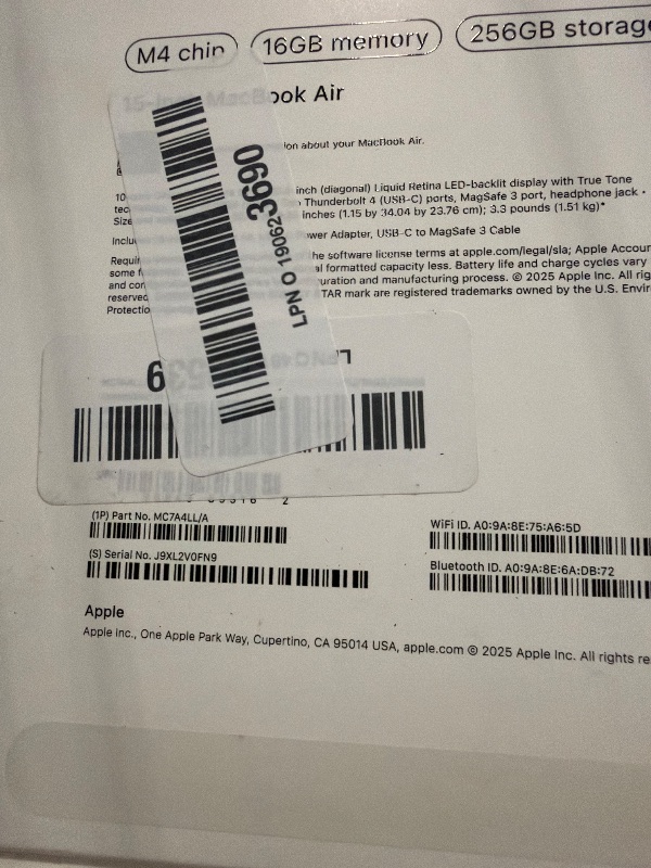 Photo 1 of ***LOCKED**** Apple 2025 MacBook Air 15-inch Laptop with M4 chip: Built for Apple Intelligence, 15.3-inch Liquid Retina Display, 16GB Unified Memory, 256GB SSD Storage, 12MP Center Stage Camera, Touch ID; Sky Blue
