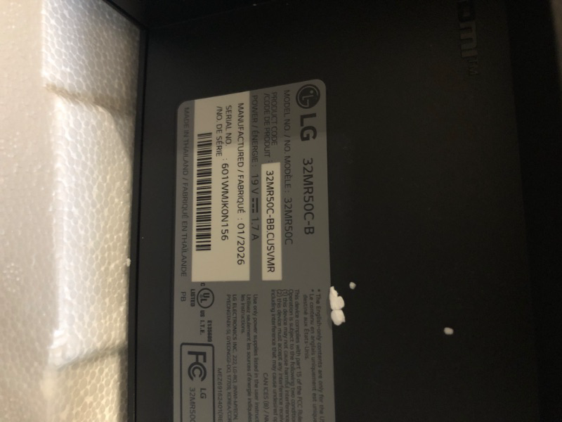 Photo 1 of !!!TOP OF IT IS DISCONNECTED!!!!FINALSALE!!LG 32MR50C-B Curved Monitor 32-Inch FHD 100Hz AMD FreeSync OnScreen Control Dynamic Action Sync Black Stabilizer Tilt Stand (HDMI) - Black