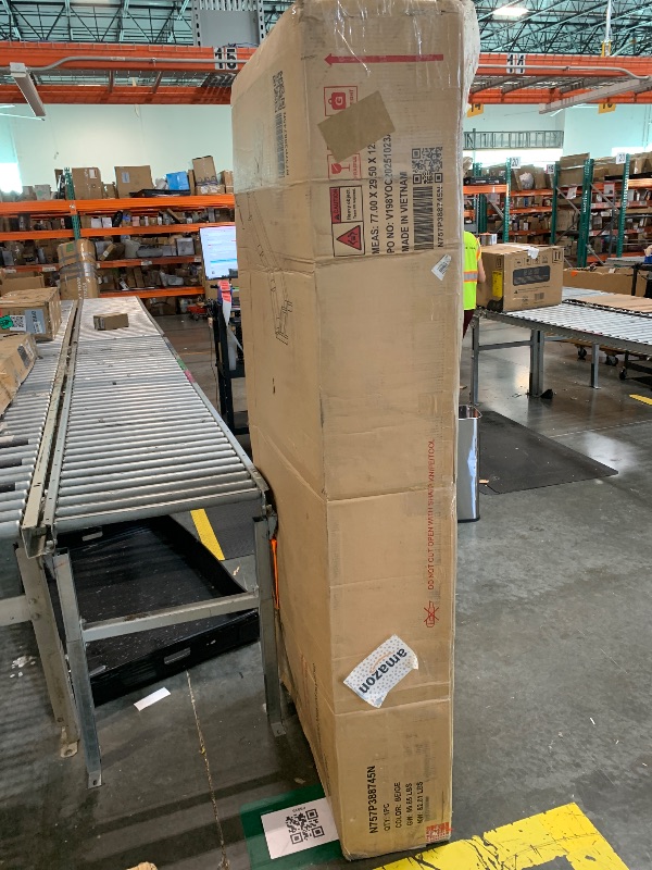 Photo 1 of ***AS IS - NO RETURNS - SALE FINAL - FOR PARTS ONLY*** Christopher Knight Home Bayah Acacia Wood Outdoor 3 Seater Sofa with Cushion, Solid Wood Patio Sofa with Removable Cushion, Comfy Lounge Sofa for Patio Furniture Set, Natural Teak+Beige