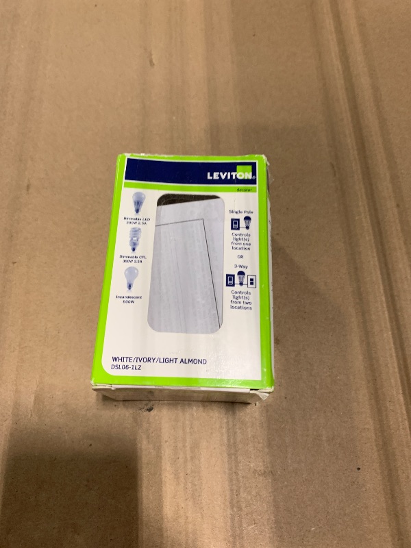 Photo 1 of Leviton Decora Slide Dimmer Switch for Dimmable LED, Halogen and Incandescent Bulbs, DSL06-1LZ, White with Ivory and Light Almond Faceplates